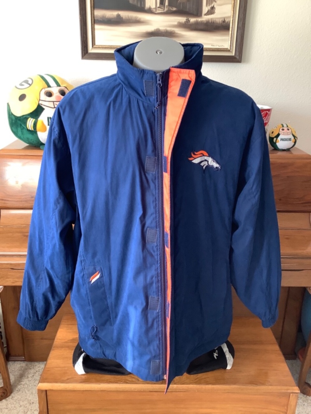 Carl Banks DENVER BRONCOS Coat NFL Football JACKET Size XL Vintage G-III Hooded